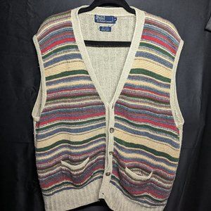 Polo Ralph Lauren X-Large Linen Cotton Blend Hand Knit Vest Jacket